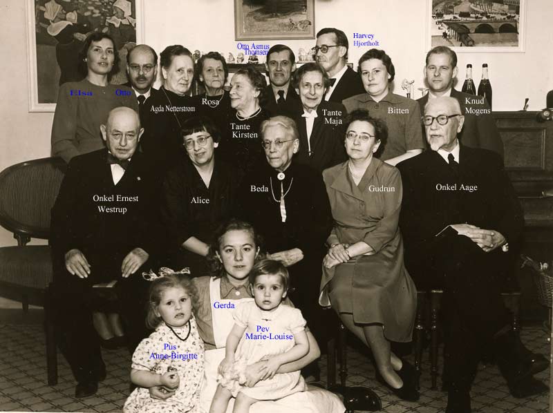 Familiefoto fra Astrid Danielsens 75-års fødeselsdag. Ernest se forrest til venstre