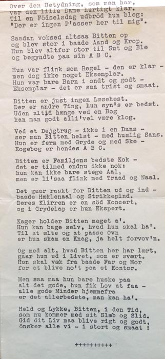 Sang til Bittens konfirmation 1935