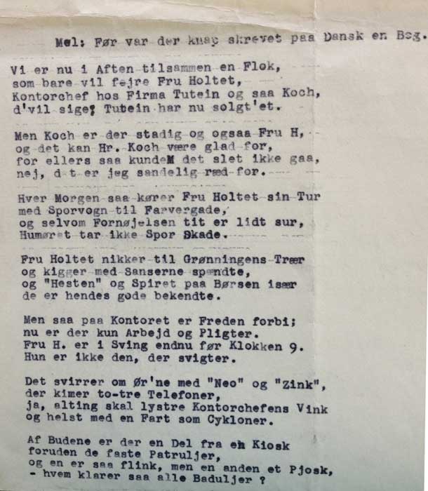 F&oslash;dselsdagssang til Astrid Holtet 1937