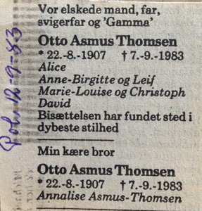 Asmus' død 1983