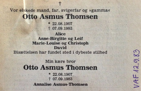 Asmus' død 1983
